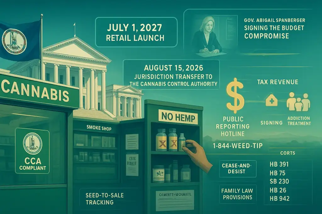 Virginia Sets 2027 Retail Cannabis Launch, Tightening Hemp Rules First